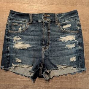 American Eagle Outfitters Distressed Dark Blue Denim Shorts